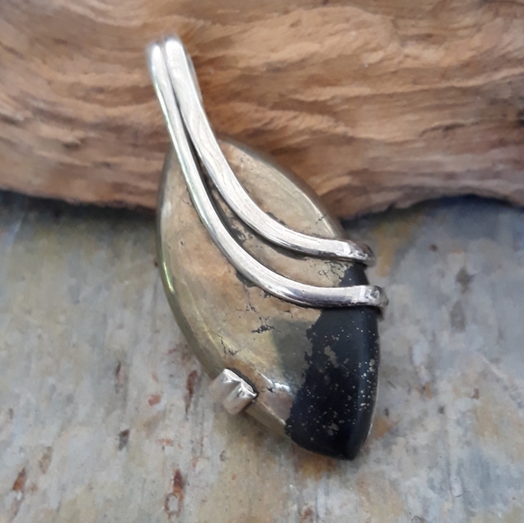 Pyrite in Magnetite Sterling Silver Pendant - Picture 3 of 6